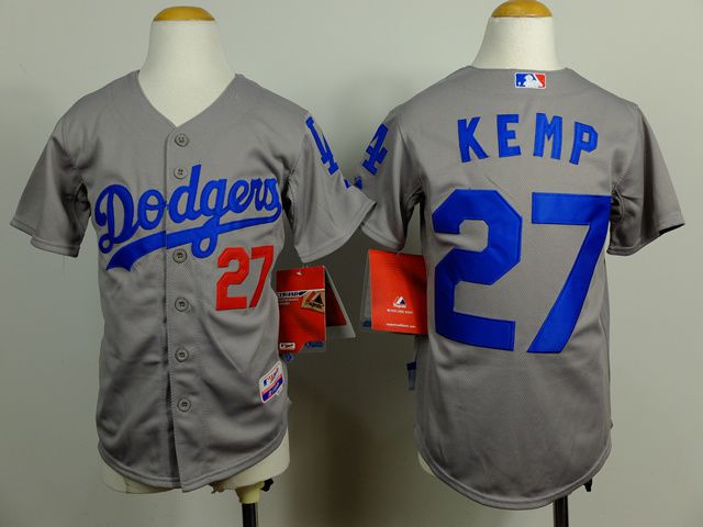 Youth Los Angeles Dodgers #27 Kemp Grey MLB Jerseys->los angeles dodgers->MLB Jersey
